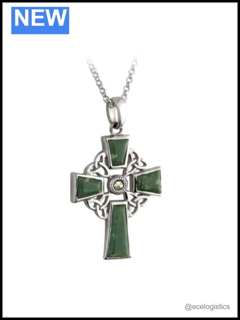 Sterling Silver Celtic Cross Pendant Necklace 18" Made in Ireland
